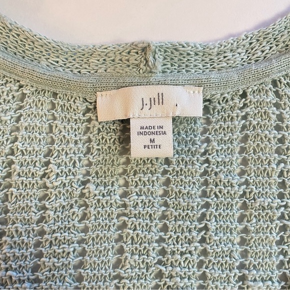 J. Jill Women's Open-Knit V-Neck Sweater Aegean Mist Size Medium Petite - Picture 4 of 9